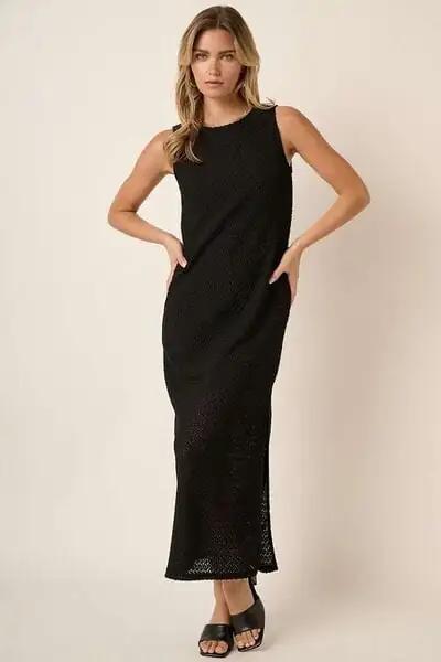 Mittoshop Side Slit Round Neck Sleeveless Dress - Trendsi
