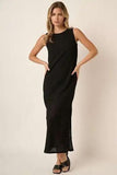 Mittoshop Side Slit Round Neck Sleeveless Dress - Trendsi