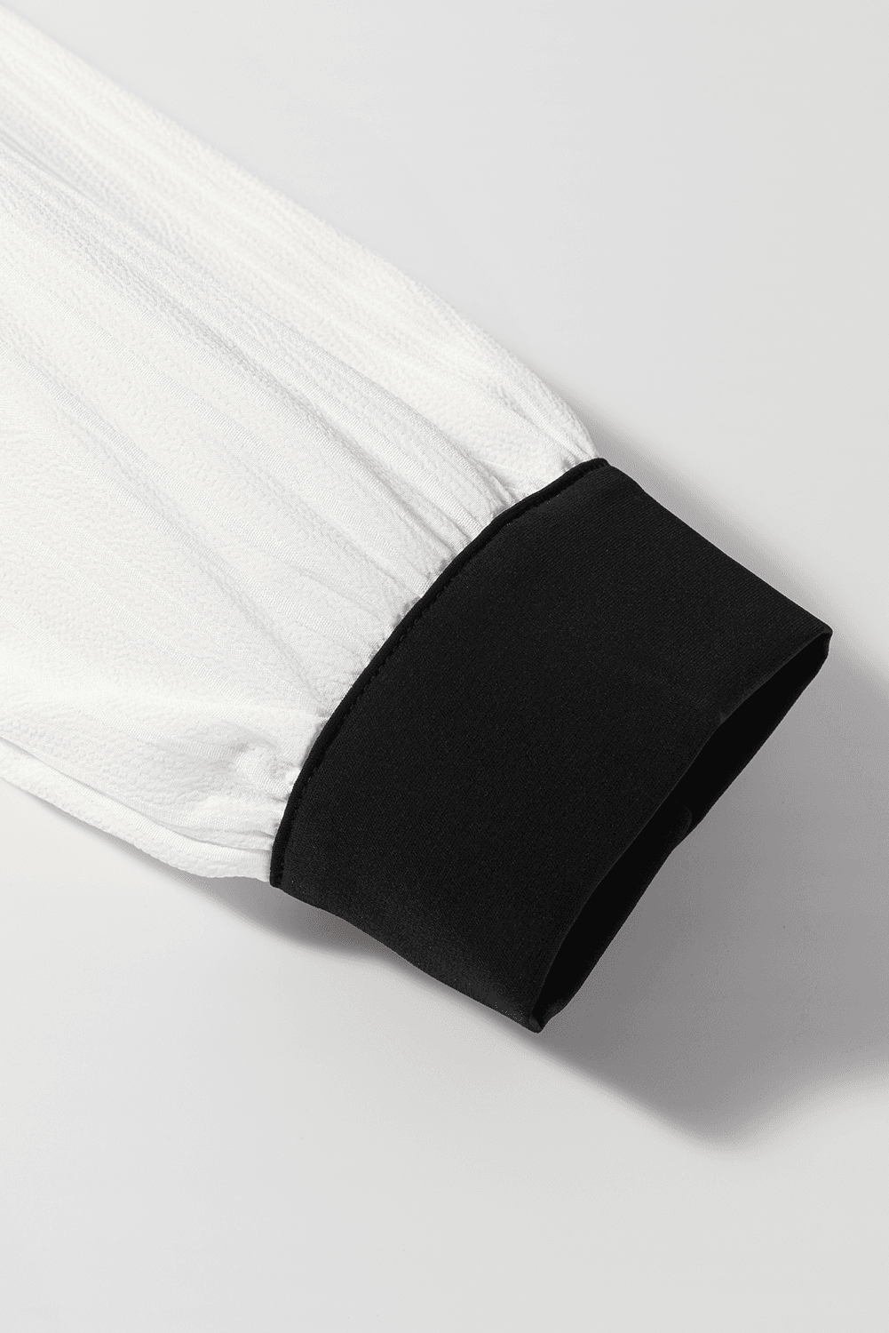 Contrast Notched Long Sleeve Blouse - Trendsi - Flyclothing LLC