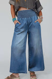 Smocked Wide Leg Jeans - Trendsi - Flyclothing LLC