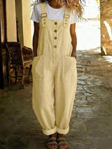 Casual Button Front Wide Leg Overalls - Trendsi - Flyclothing LLC
