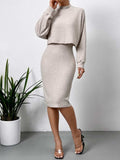 Mock Neck Long Sleeve Top and Wide Strap Dress Set - Trendsi - Flyclothing LLC