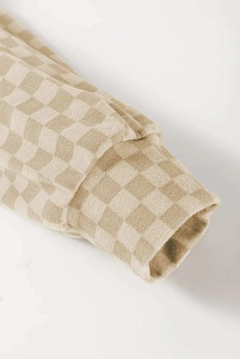 Checkered Print Kangaroo Pocket Drawstring Hoodie - Trendsi - Flyclothing LLC