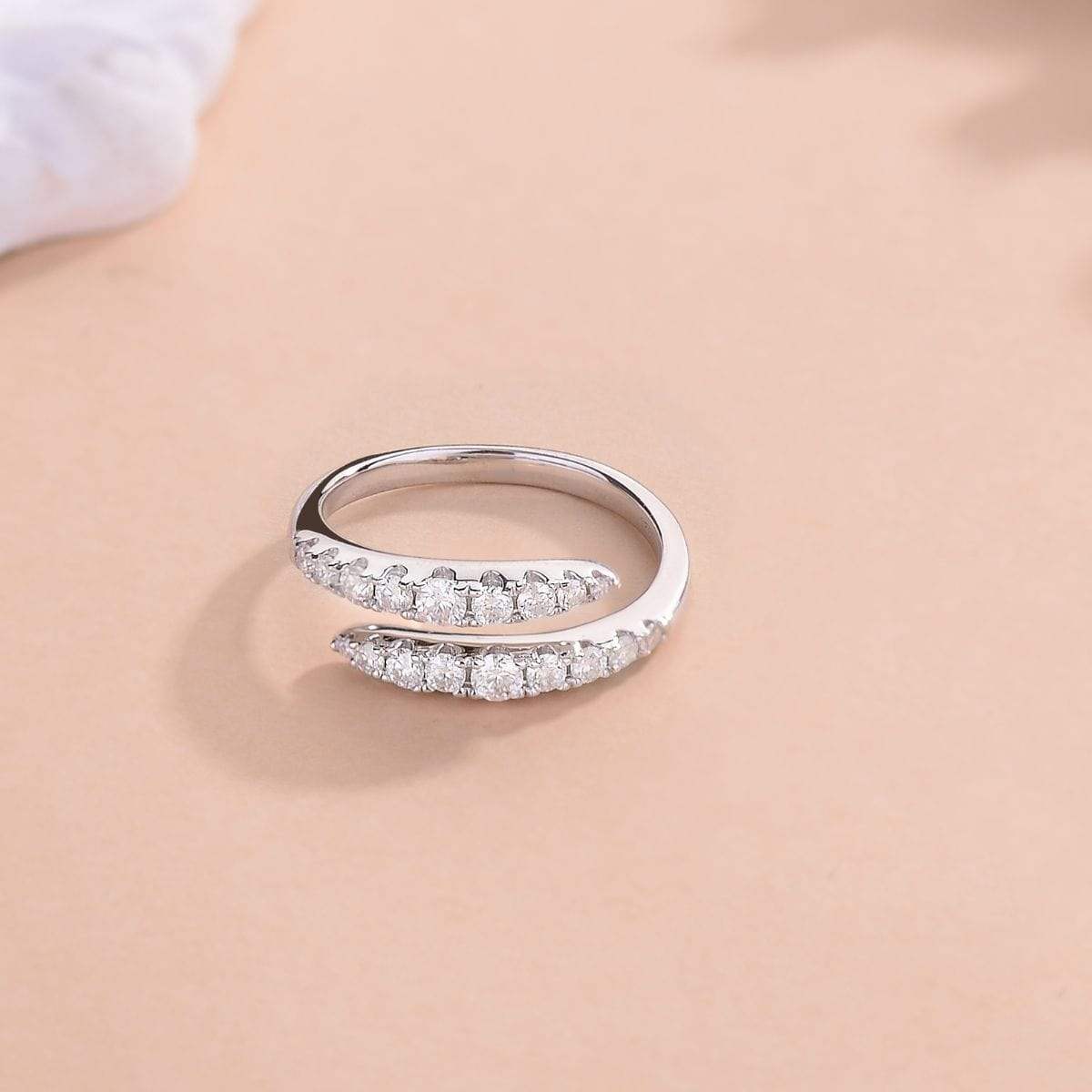 925 Sterling Silver Moissanite Bypass Ring - Trendsi - Flyclothing LLC