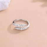 925 Sterling Silver Moissanite Bypass Ring - Trendsi - Flyclothing LLC
