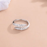 925 Sterling Silver Moissanite Bypass Ring - Trendsi