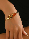 18K Gold-Plated Geometric Open Bracelet - Trendsi - Flyclothing LLC