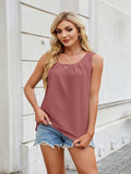 Ruched Scoop Neck Tank - Trendsi - Flyclothing LLC