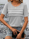 Round Neck Short Sleeve Top - Trendsi - Flyclothing LLC