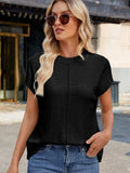 Exposed Seam Round Neck Short Sleeve Sweater - Trendsi - Flyclothing LLC