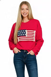 Zenana French Terry American Flag Pullover - Trendsi - Flyclothing LLC