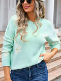 Angel Wings Round Neck Long Sleeve Sweater - Trendsi - Flyclothing LLC