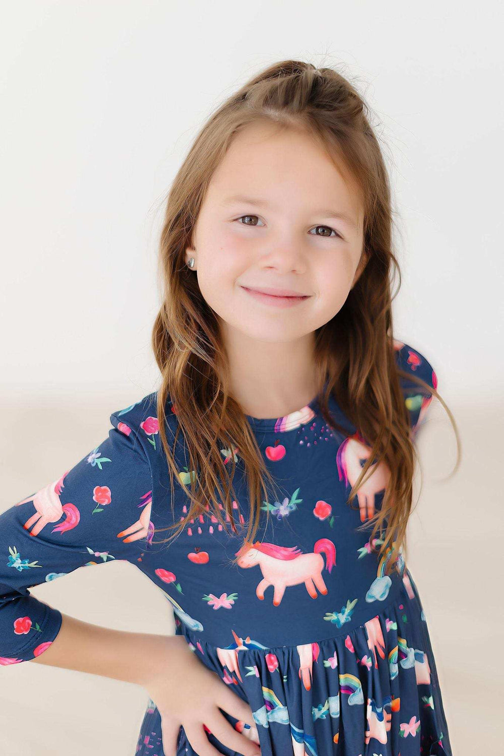 Painted Skies 3/4 Sleeve Pocket Twirl Dress - Mila & Rose ® - Flyclothing LLC