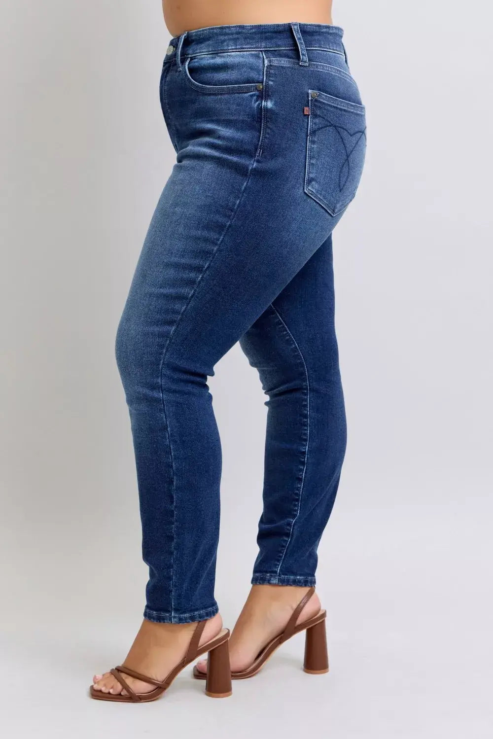 Judy Blue Full Size Washed Thermal Skinny Jeans Plus Size - Trendsi - Flyclothing LLC