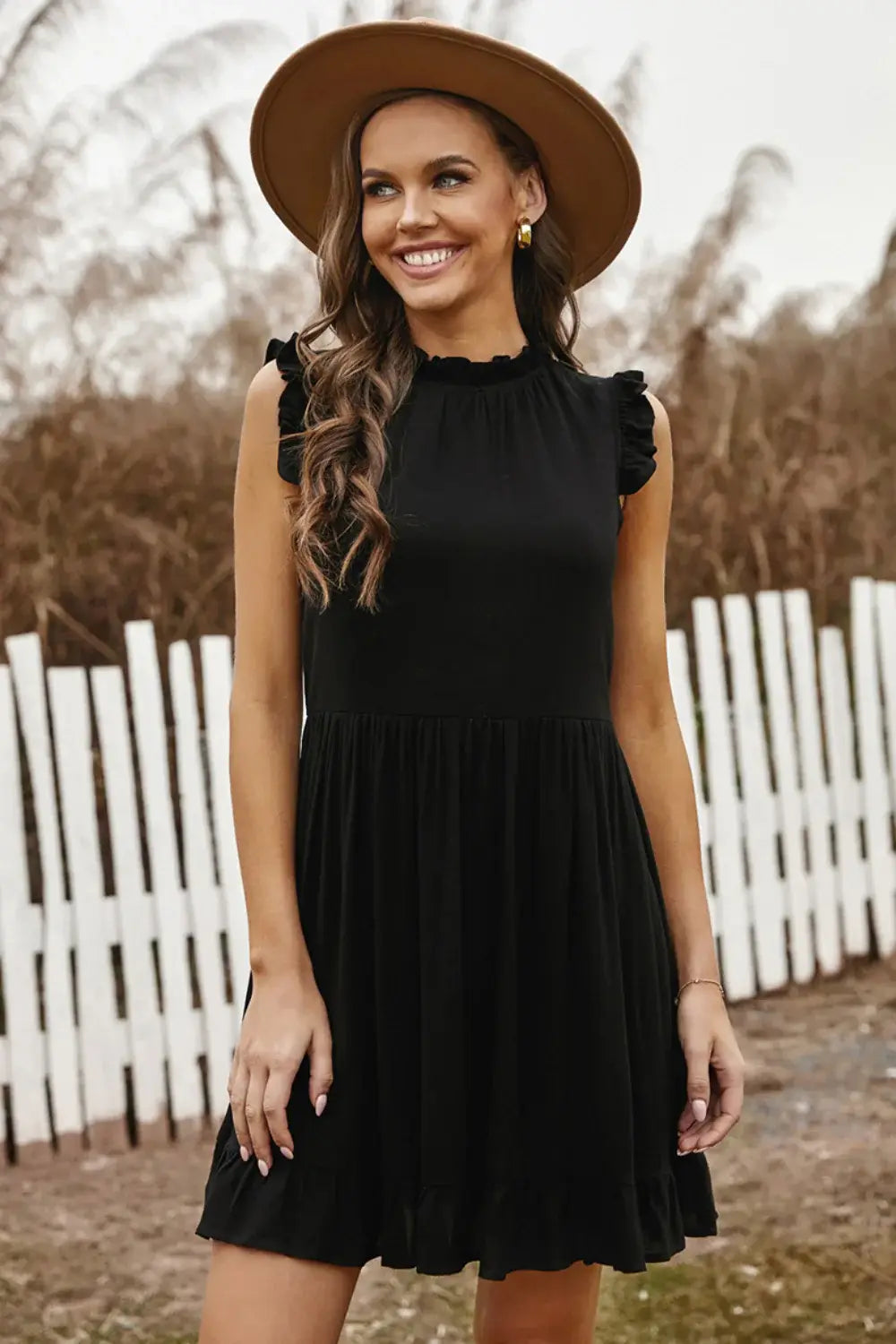 Ruffled Sleeveless Mini Dress - Trendsi - Flyclothing LLC