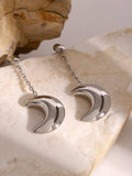 Stainless Steel Moon Dangle Earrings - Trendsi - Flyclothing LLC