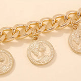 18K Gold-Plated Coin Charm Bracelet - Trendsi - Flyclothing LLC