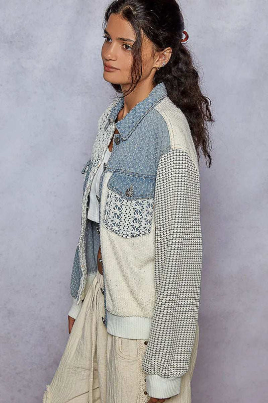 POL Lace Details Button Up Jacket with Chest Pockets - Trendsi - Flyclothing LLC
