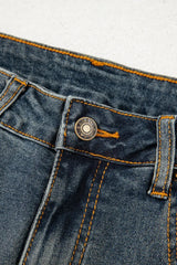 Exposed Stitching Loose Straight High Waist Jeans - Trendsi - Flyclothing LLC