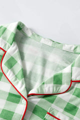 Plaid Collared Neck Long Sleeve Top and Pants Set - Trendsi - Flyclothing LLC