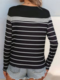 Striped Round Neck Long Sleeve T-Shirt - Trendsi