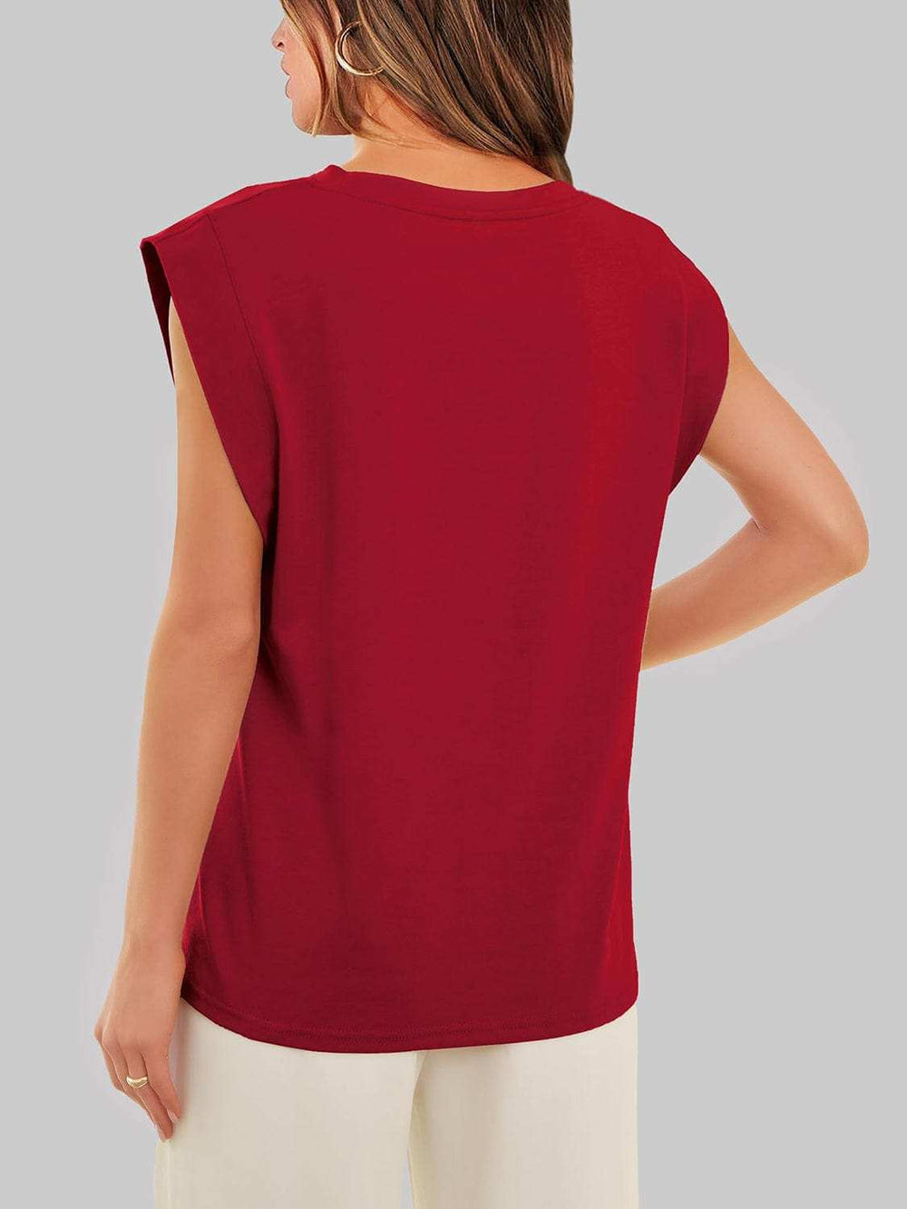 Florira Round Neck Cap Sleeve T-Shirt - Trendsi - Flyclothing LLC