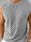 Men's Round Neck Sleeveless Eyelet Knit Top - Trendsi