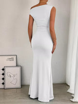 One-Shoulder Ruched Bodycon Maxi Dress - Trendsi - Flyclothing LLC