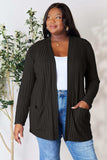 Basic Bae Full Size Ribbed Open Front Cardigan with Pockets - Trendsi - Flyclothing LLC