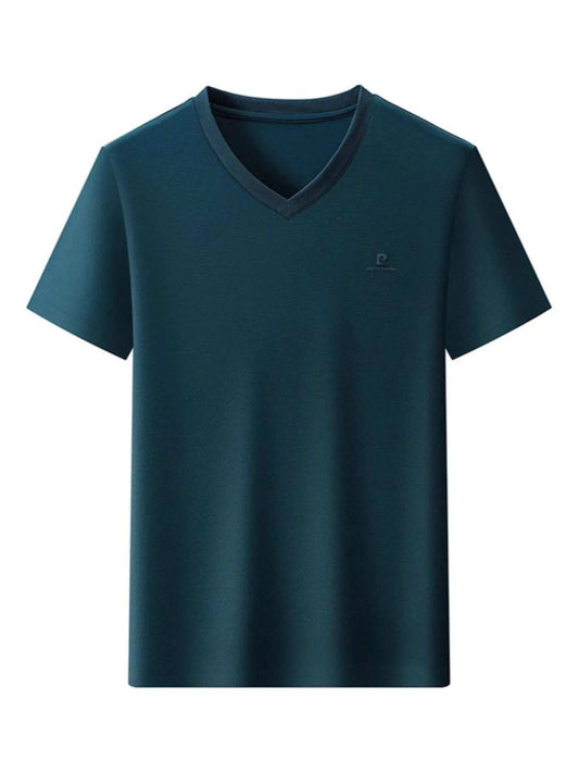 Men's Plus Size V-Neck Short Sleeve T-Shirt - Trendsi - Flyclothing LLC