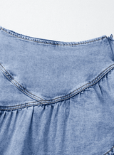 Asymmetric Ruffle Overlay Denim Mini Skirt - Trendsi - Flyclothing LLC