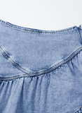 Asymmetric Ruffle Overlay Denim Mini Skirt - Trendsi - Flyclothing LLC