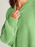 Double Take Side Slit Round Neck Long Sleeve Sweater - Trendsi - Flyclothing LLC