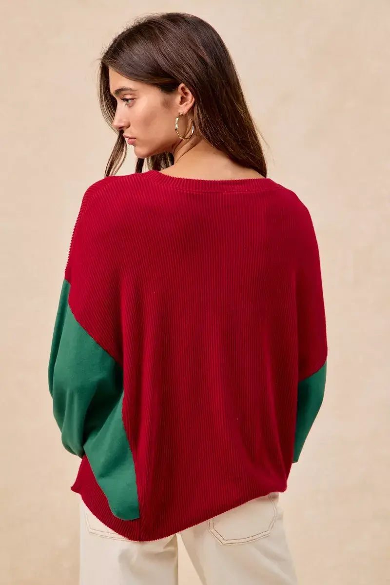 BiBi Christmas Theme Tree Embroidered Sweater - Trendsi - Flyclothing LLC