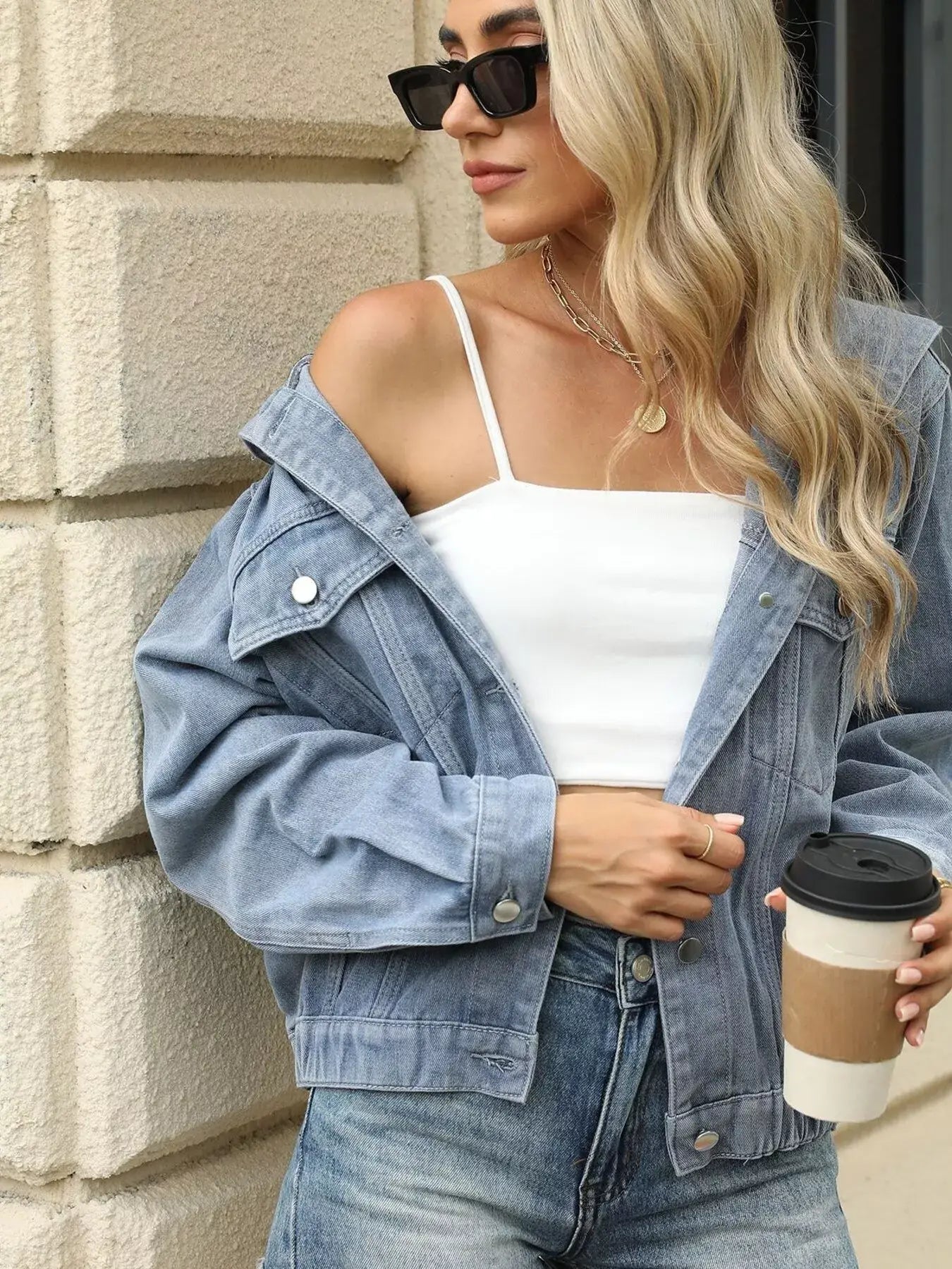 Washed Button Up Hooded Denim Jacket - Trendsi - Flyclothing LLC