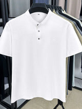 Men's Plus Size Button Detail Short Sleeve Polo - Trendsi - Flyclothing LLC