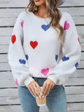 Angel Wings Heart Round Neck Long Sleeve Sweater - Trendsi - Flyclothing LLC