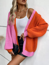 Color Block Open Front Knit Cardigan - Trendsi - Flyclothing LLC