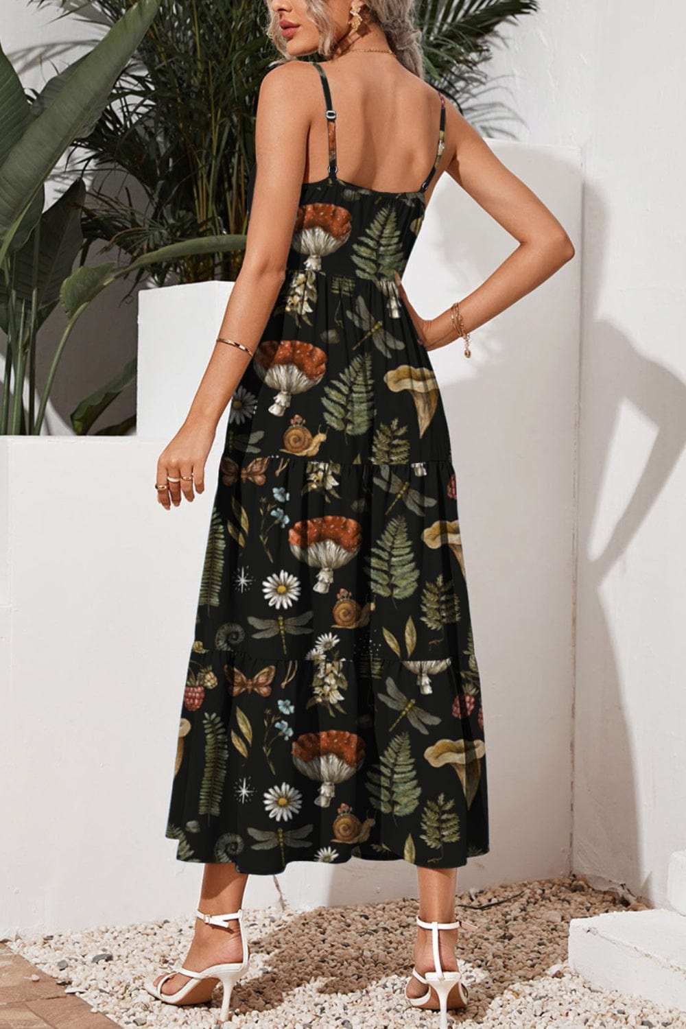 Tiered Printed Square Neck Cami Dress - Trendsi - Flyclothing LLC