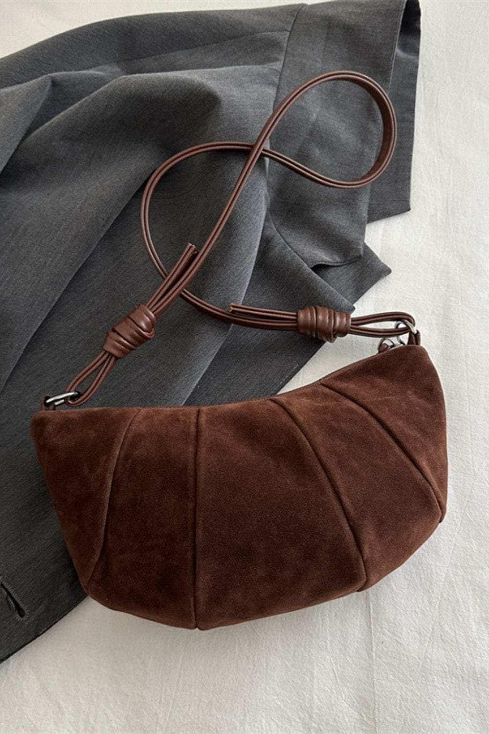 Suede Croissant Shape Shoulder Bag - Trendsi - Flyclothing LLC