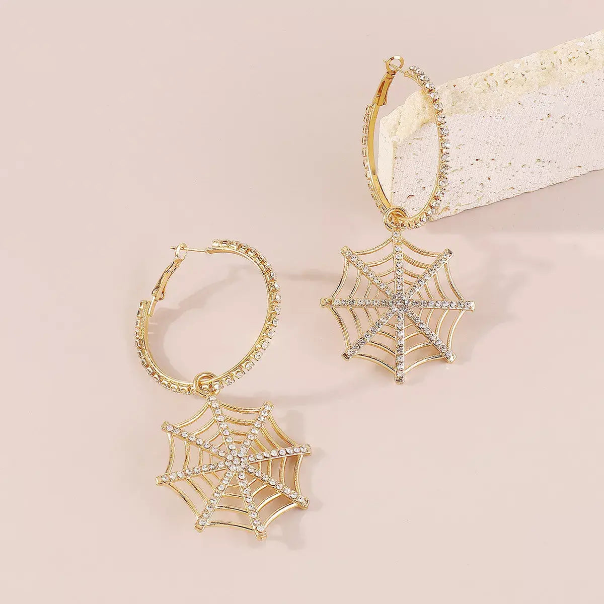 Halloween Spider Web Dangle Hoop Earrings - Trendsi - Flyclothing LLC