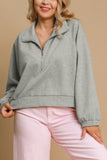 Umgee Full Size Half Zip Cropped Sweatshirt Plus Size - Trendsi