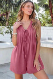 Tie Front Sleeveless Romper - Trendsi - Flyclothing LLC