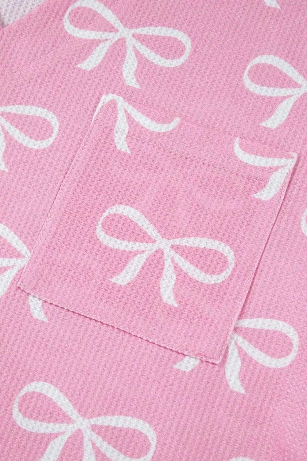 Bowknot Printed Notched T-Shirt and Shorts Set - Trendsi - Flyclothing LLC