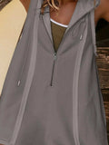 Half Zipped Hooded Sleeveless Romper - Trendsi - Flyclothing LLC