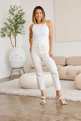 RFM Mini Mia Full Size Tummy Control High Waist Raw Hem Jeans - Trendsi - Flyclothing LLC