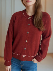 Button Down Long Sleeve Cardigan - Trendsi