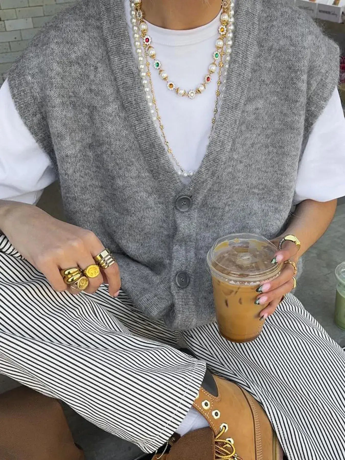 Button-Front Sweater Vest - Trendsi - Flyclothing LLC
