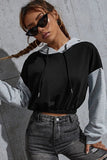Perfee Contrast Long Sleeve Cropped Hoodie - Trendsi