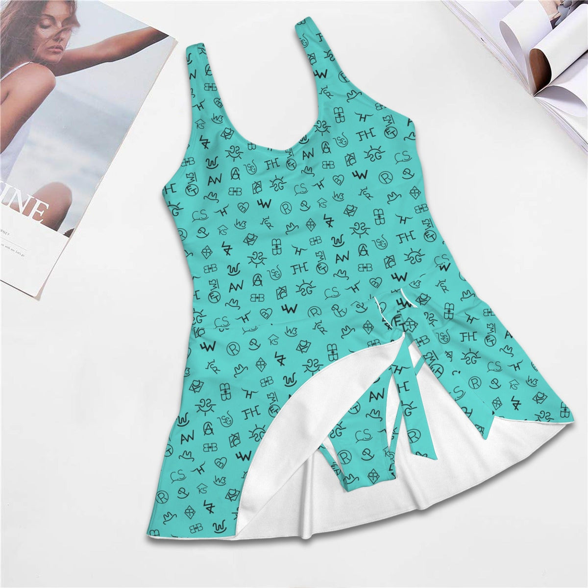 Baha Ranch Cattle Brands Skirted Swimsuit - Baha Ranch Western Wear - Flyclothing LLC